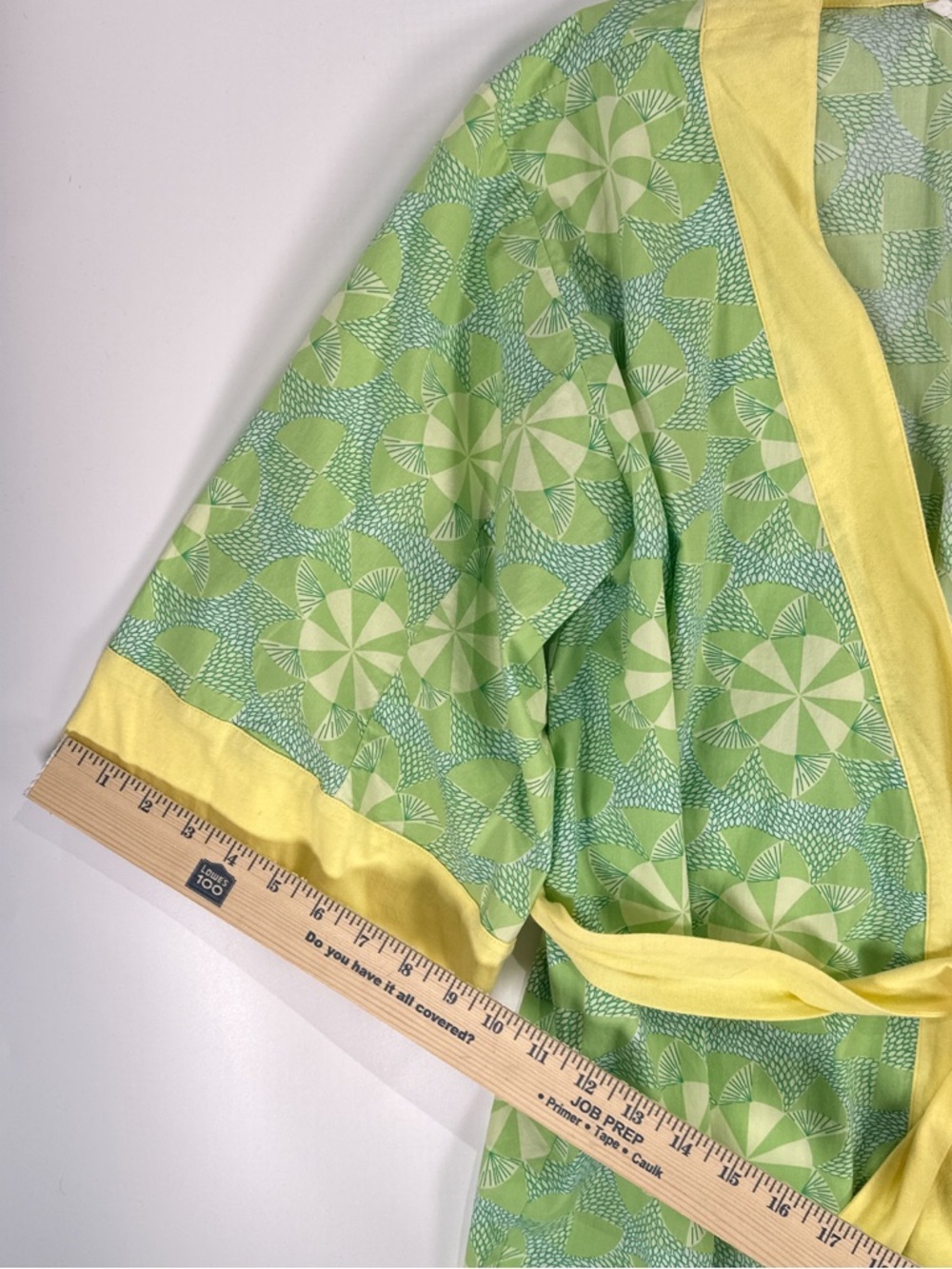 Anthropologie Lilka Womens Boho Floral Wrap Robe Green S/M - Picture 12 of 13